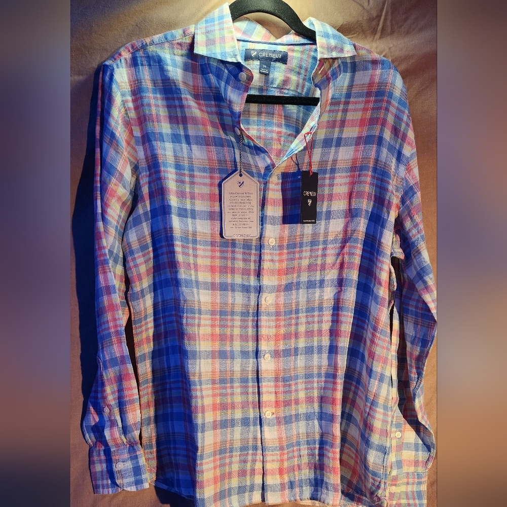 Daniel Cremieux linen plaid button down shirt